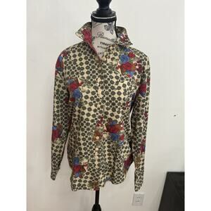 Vintage Ashley Hall 90s Wallpaper Style Floral Button Up Blouse Grandmacore Sz 8